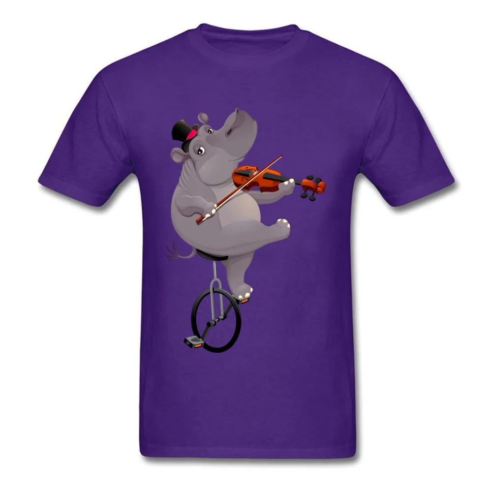 Funny hippo on an unicycle 2018 Newest Mens T-Shirt O Neck Short Sleeve 100% Cotton Tops & Tees Summer Tee-Shirt Funny hippo on an unicycle purple