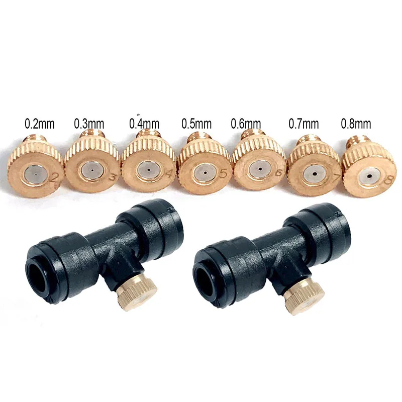 

10 Pcs 1/4" Tube low pressure nozzle Slip Lok (Quick Connect) Misting Nozzle with Tees pipe fittings plastic