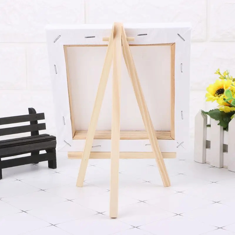 7x12 cm Mini Canvas And Natural Wood Easel Set For Art Painting Drawing Craft Wedding Supply