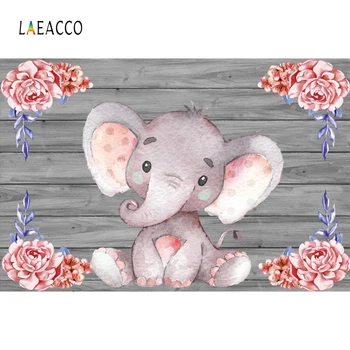 

Laeacco Elephant Flower Backdrop Wall Scene Baby Photography Background Customized Photographic Backdrops Props For Photo Studio