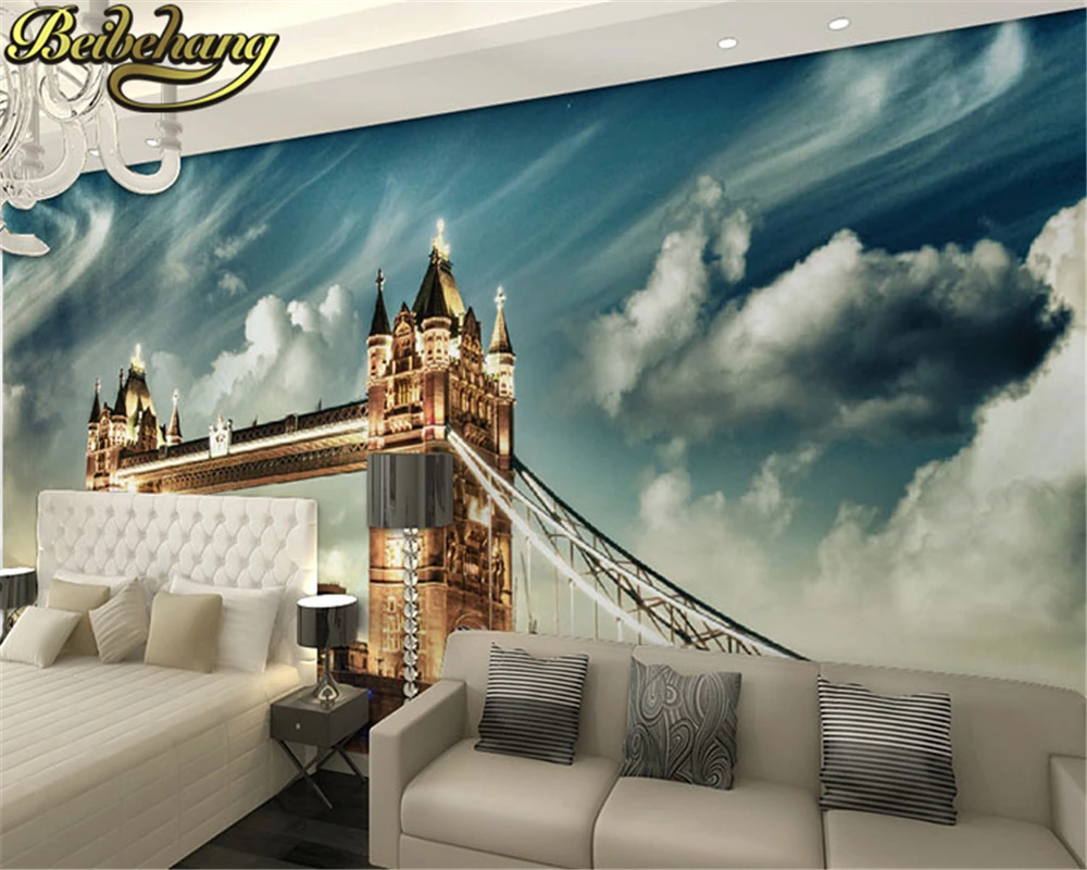 london tower bridge graphic pattern wall art decorative wall coverings papel de parede 3d photo mural wallpaper for walls 3 d