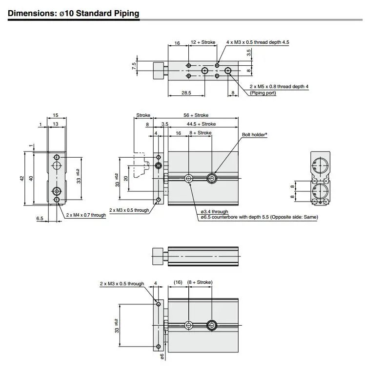 CXSJ series compact cylinder dual rod cylinder 3