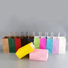 500 шт./лот, мягкий цветной бумажный пакет с ручками, праздничная подарочная сумка, высокое качество, хозяйственные сумки, крафт-бумажные пакеты и упаковки