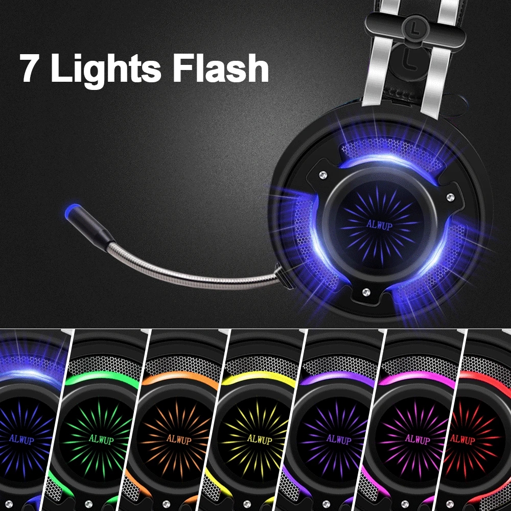 Игровые наушники ALWUP A6 для компьютера проводные игровые LED HD USB с басами гарнитура