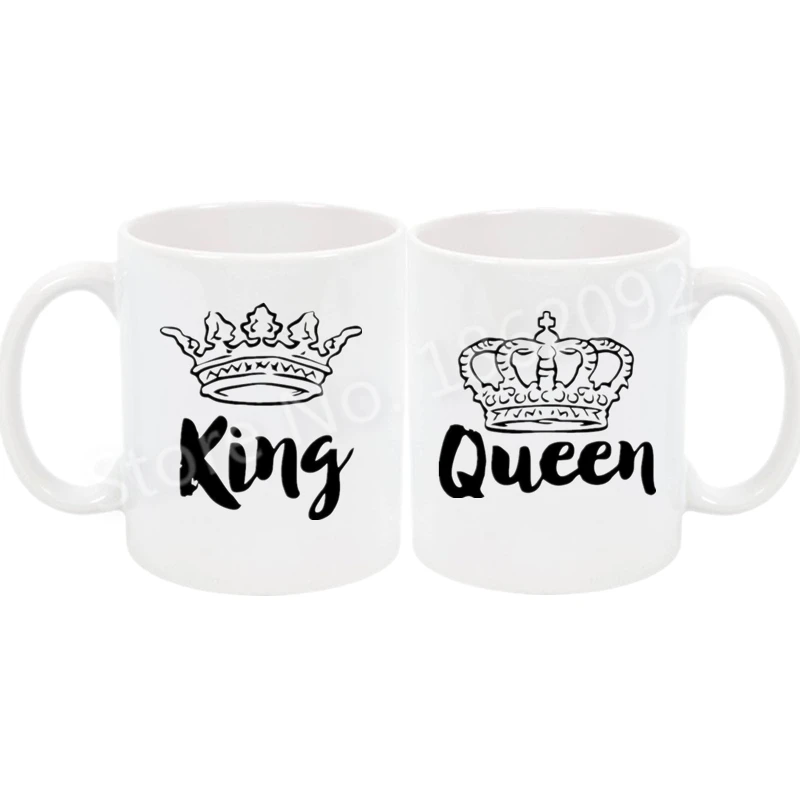 King and Queen Couple Coffee Mug Matching Ceramic Mugs Gift for Couples