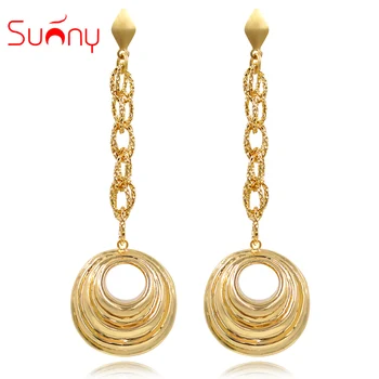 

Sunny Jewelry Fashion Jewelry 2020 Long Drop Dangle Earrings For Women Copper High Quality Round For Party Wedding Daily Wear