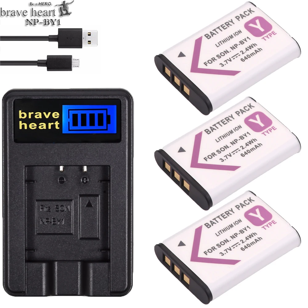 Brave heart 3x bateria np BY1 NP аккумулятор NPBY1 + зарядное устройство для Sony HDR AS100v AZ1VR AZ1VB AZ1VW