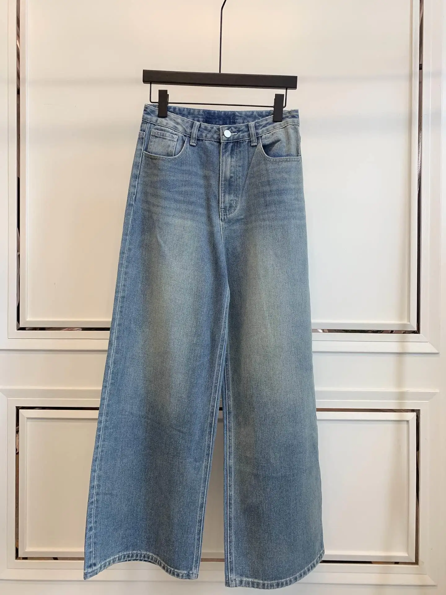 

2019 ladies fashion high waist straight wide leg loose jeans 0722