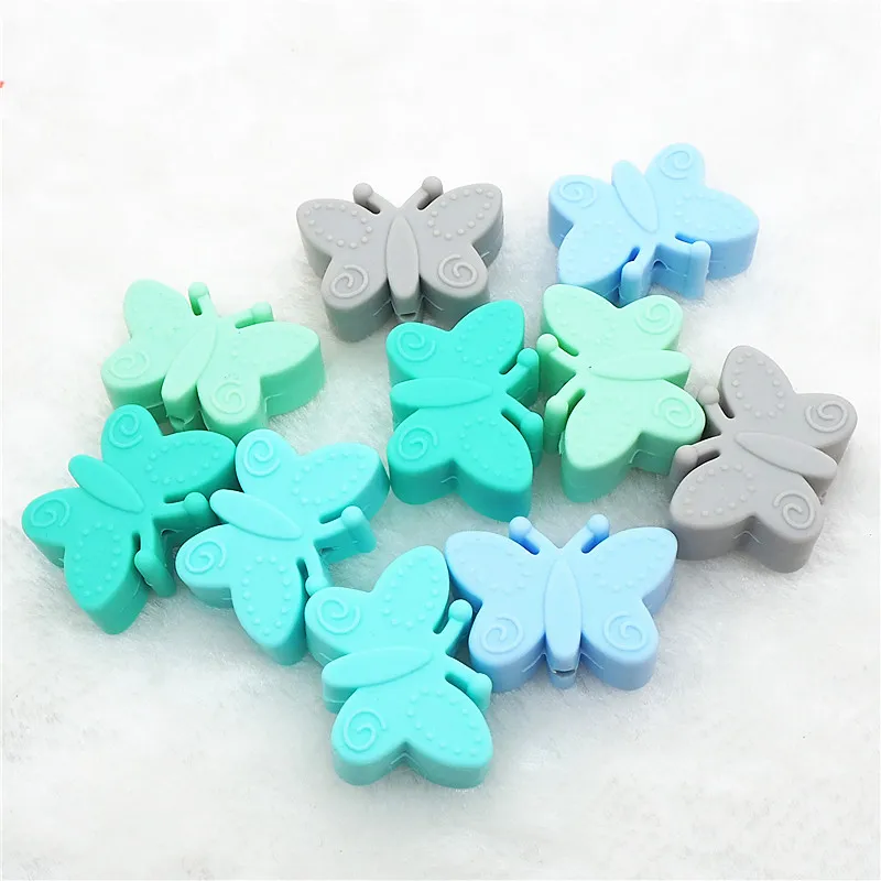 Boy Chenkai 10 шт. без БФА, силиконовый Бабочка игрушка бусы DIY детские животные Прорезыватель для зубов Монтессори сенсорные ювелирные изделия, делая игрушечный бисер - Цвет: Boy