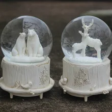 Автоматическая Снежинка Хрустальный шар полярный медведь музыкальная шкатулка креативные подарки для девочек и детей Рождество