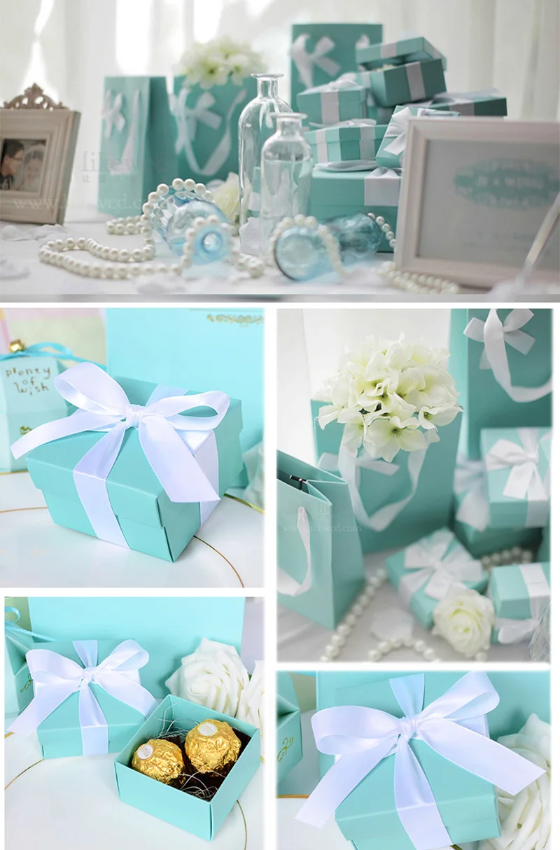 100 шт Романтическая Свадебная коробка Tiffany Blue бумажная коробка для конфет DIY коробки для конфет печенья подарочные коробки для свадебной вечеринки принадлежности для конфет