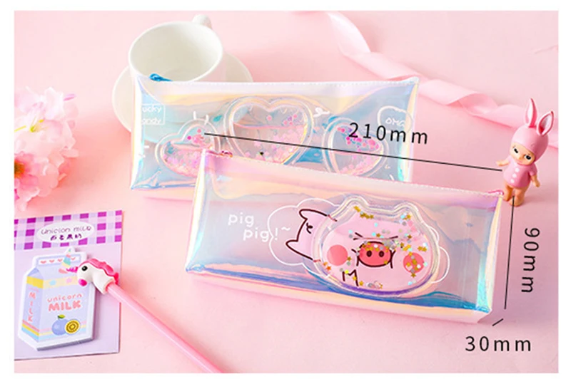 BECODE Cartoon Pencil Case Kawaii Large Capacity Pencilcase School Supplies PVC Pencil Bag Storage Box Pencils Pouch Stationery