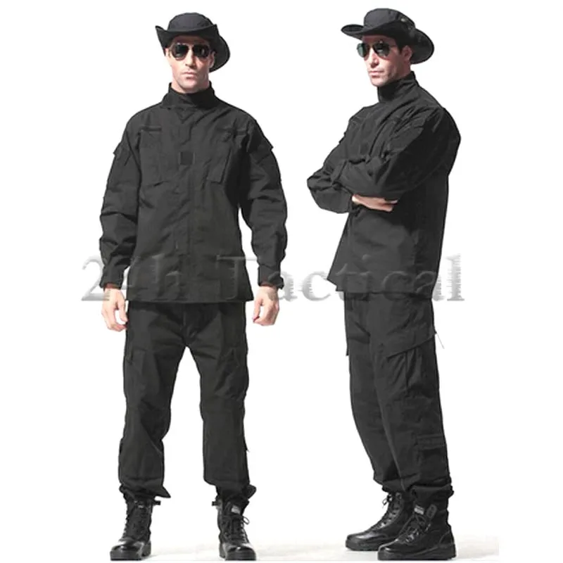 Тактическая Военная Униформа армии США Лесной цифровой камуфляж Одежда форменная военная АКС CS тренировочная форма рубашка и брюки для охоты - Цвет: Black