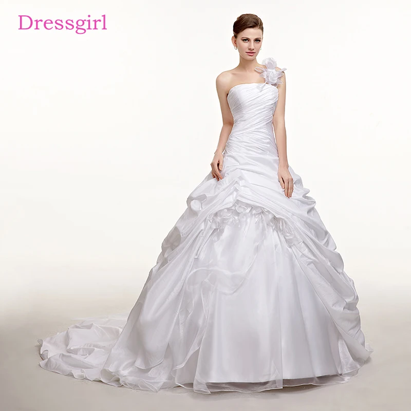 Taffeta Vestido De Noiva 2019 Wedding Dresses Ball Gown One shoulder
