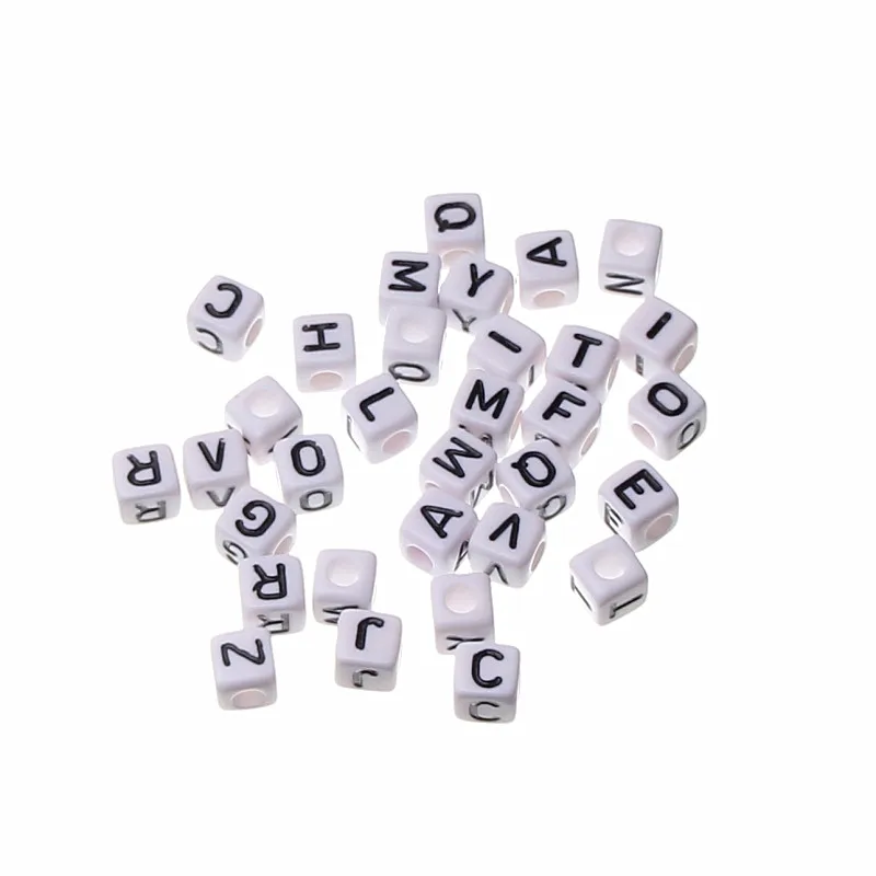 

DIY 8x8mm 500Pcs Random Mix White Color Acrylic Alphabet Beads English" Letter Beads for Jewelry Making DIY Letter Beads Spacer