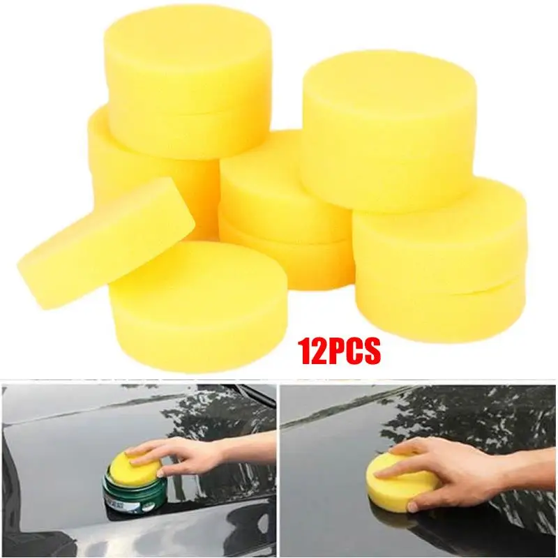 Vehemo 12Pcs Car Wax Sponge Polish Foam Sponges Pads Car Window Glass