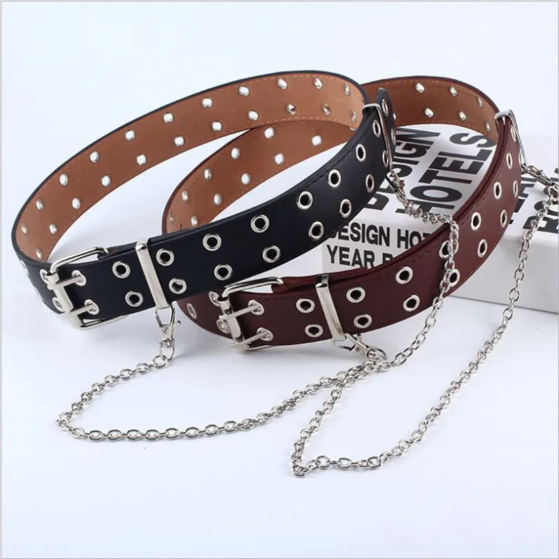 Fashion Punk Hip hop Trendy Belt Chain Hot Men Jeans Silver Metal