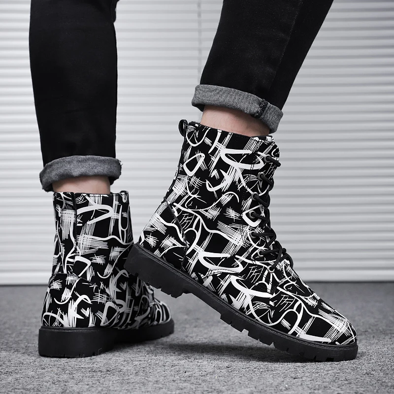 Segurança Botas Homem Impressão Neve Sapatos Outono De Preto Zapatos branco Borracha Seguridad Inverno 2018 Dos Homens Uw71q5B8x
