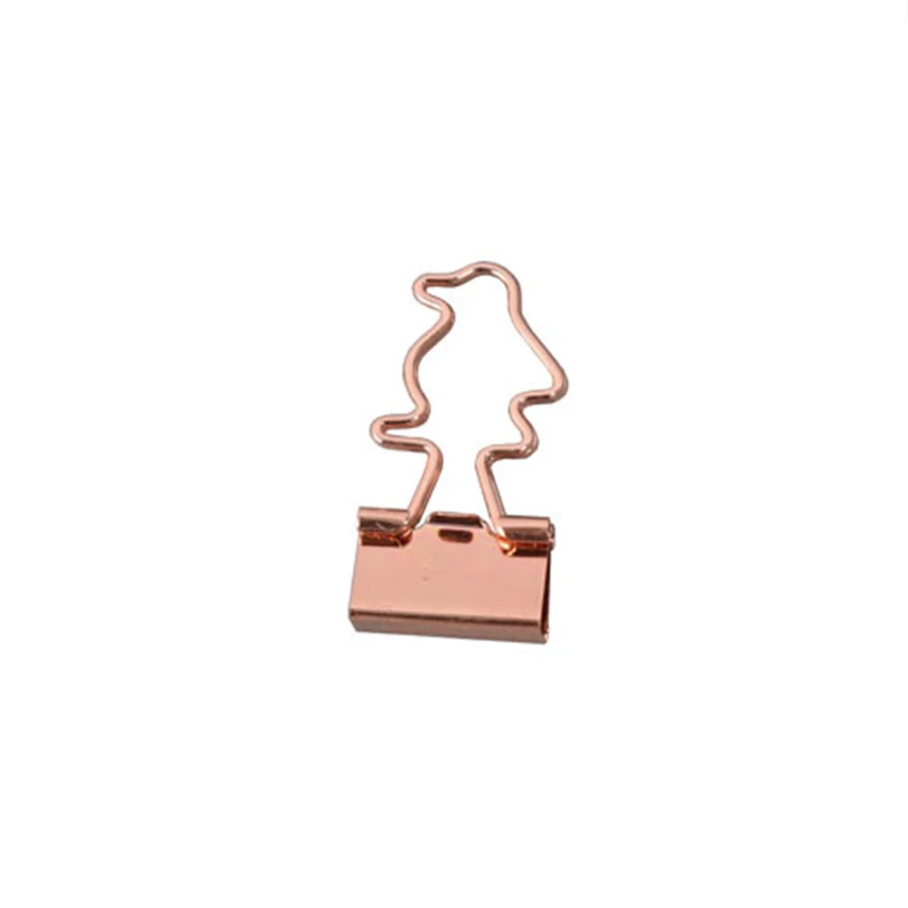 10pcs Cat Rose Gold Color Binder Clips Hollow Out Cactus Penguin Shape Metal Binder Clamps Photo Tickets Note Letter Paper Clips - Цвет: penguin