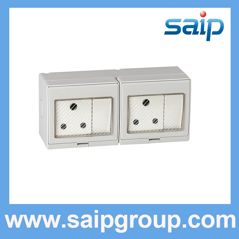 

Waterproof two-position switch with two South African style socket SP-2SAS