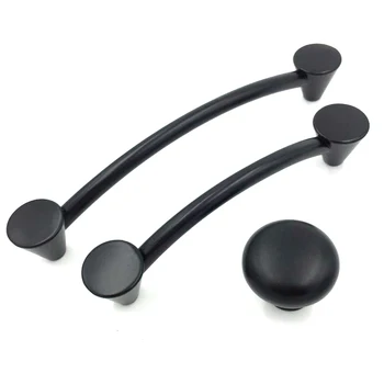 

5PCS American style black dresser kitchen cabinet door handles antique black drawer cupboard pulls knobs solid
