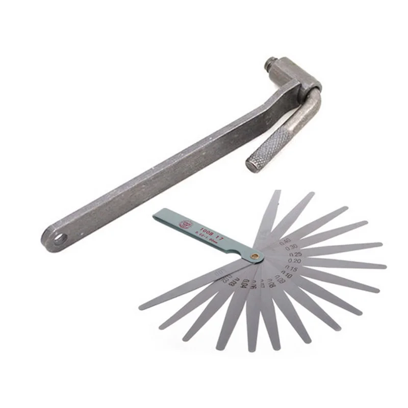 

Set Motorcycle Engine Valve Screw Clearance Adjusting Wrench Square Hexagon Hole Spanner 8/9/10mm + Feeler gauge 0.02-1.00