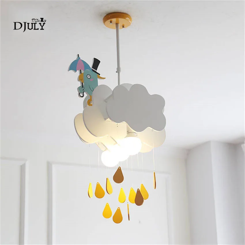 

art deco children bedroom Cloud bird wood pendant lights creative home deco living room hang lamp cute kids room light fixtures