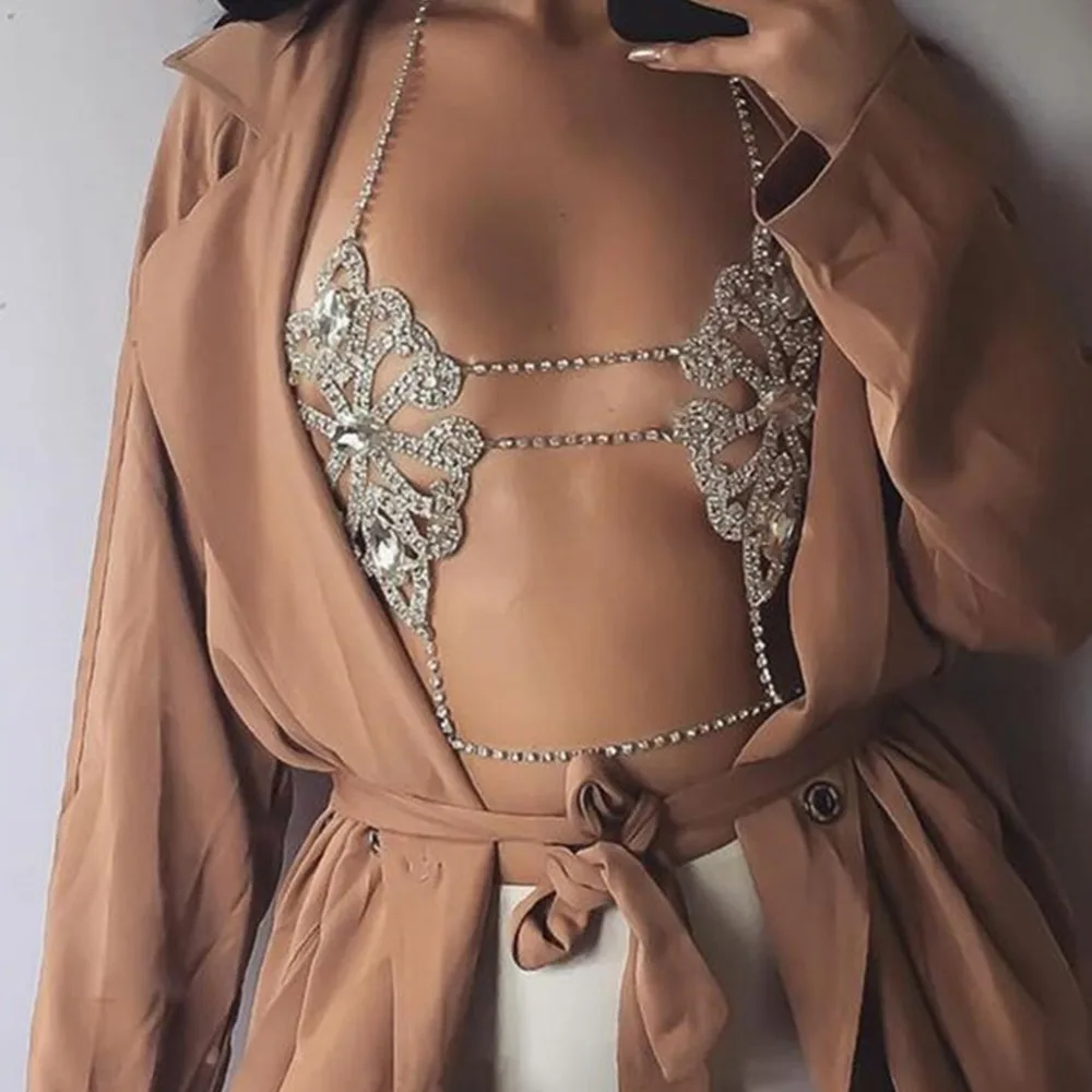 Crystal Bralette Women Body Chain Jewelry Bikini Beach Harness Slave Necklace Fashion Body chains #271752