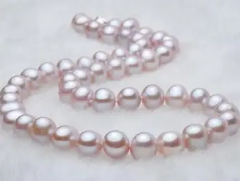 

free shipping >>>>noble jewelry 9-10MM Purple Nearly Circle Natural Freshwater Pearl Necklace 18"DIY women hot sale