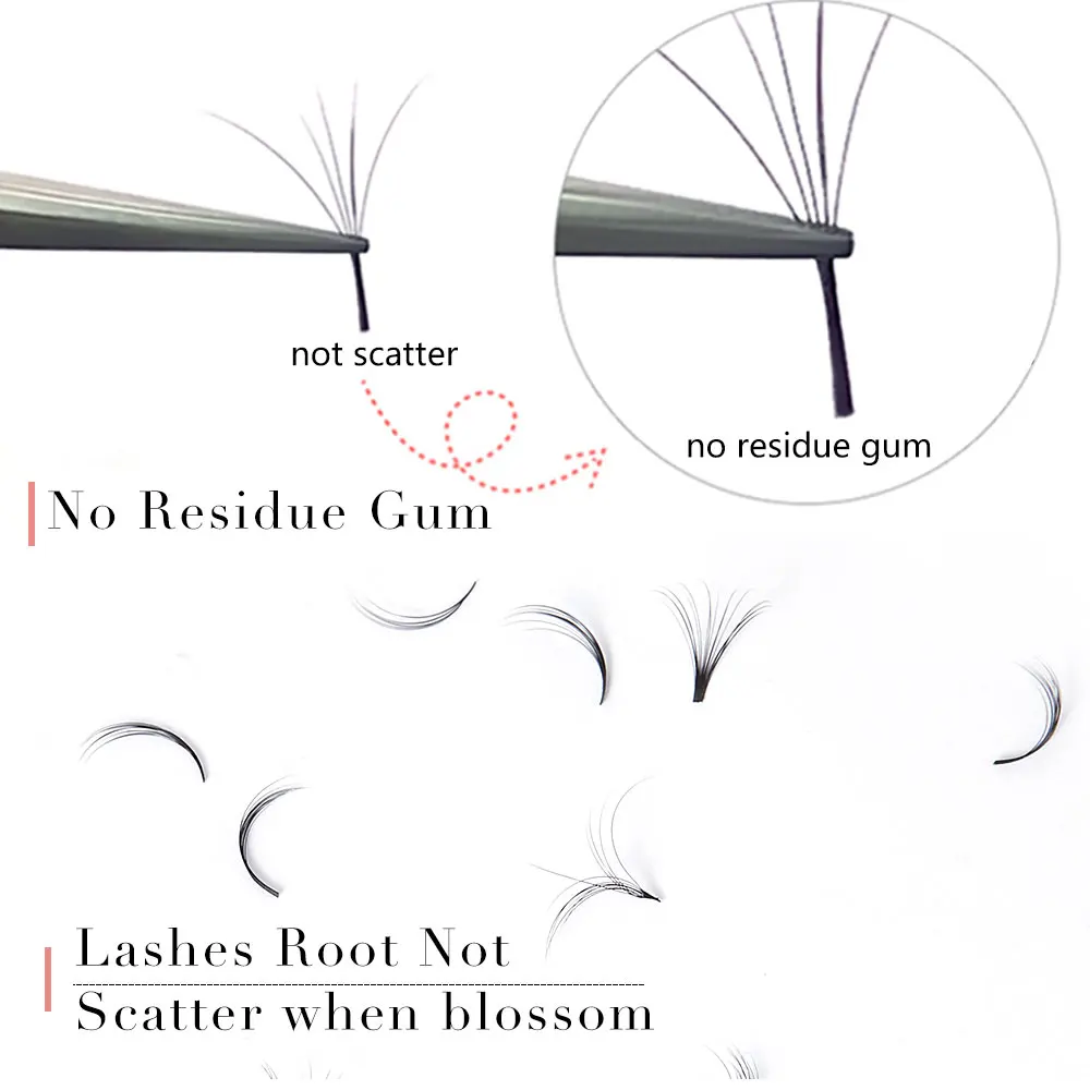 Yelix False Individual Fan Volume Lashes Blossom Eyelash Extension Bloom 3D Mink Magnetic Camellia Fake Eyelashes Extensions