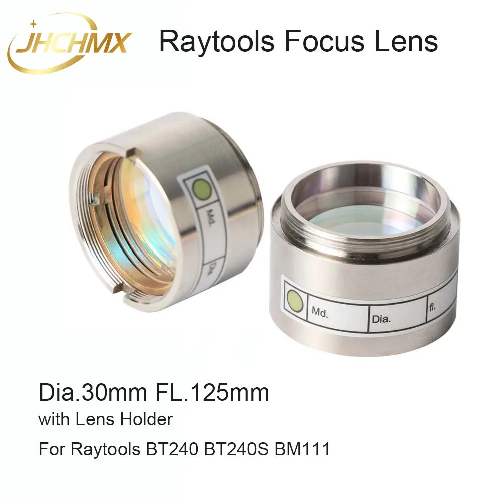 

JHCHMX Raytools Focus Lens D30 F125mm With Lens Holder for 0-4000W BT240 BT240S BM111 BM109 Fiber Laser Head Factory Wholesale