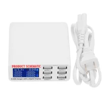 Universal Digital Display 6 Port USB Charger Fast Smart Charging Station For Mobile Phone Tablet Notebook Camera EU US Plug