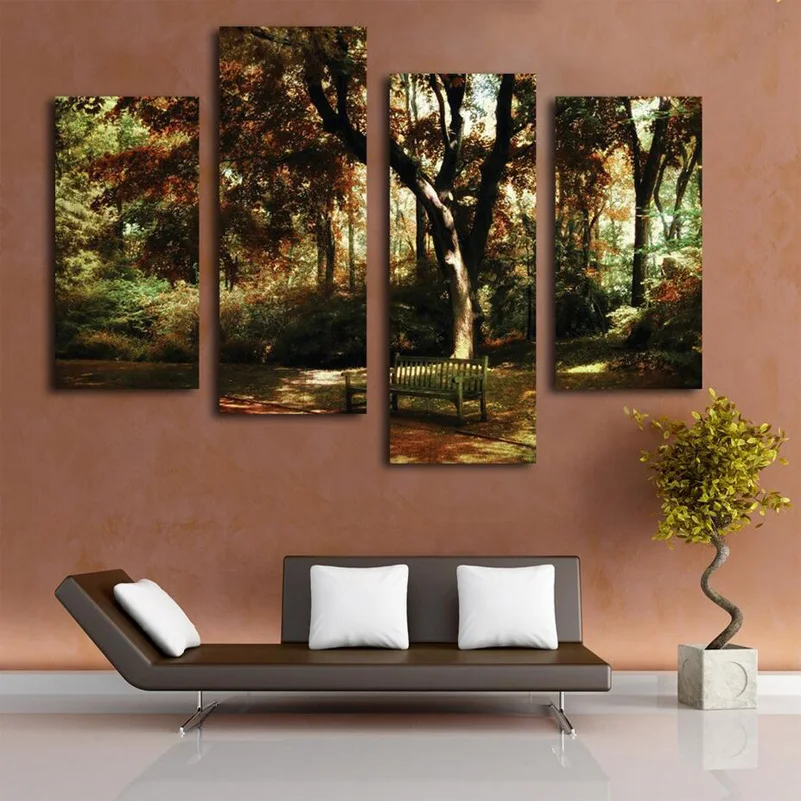 Lush Green Forest Landscape Oil Painting Wall Art Home Decoration