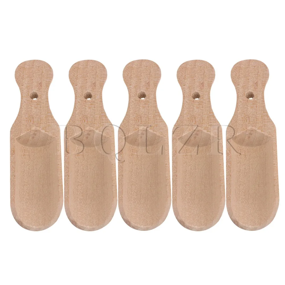 

BQLZR 3.7 Inch Mini Wooden Scoops Spoon w/Hole Can Be Hung for Candy Spices Parties Home Kitchen Tool Pack of 5