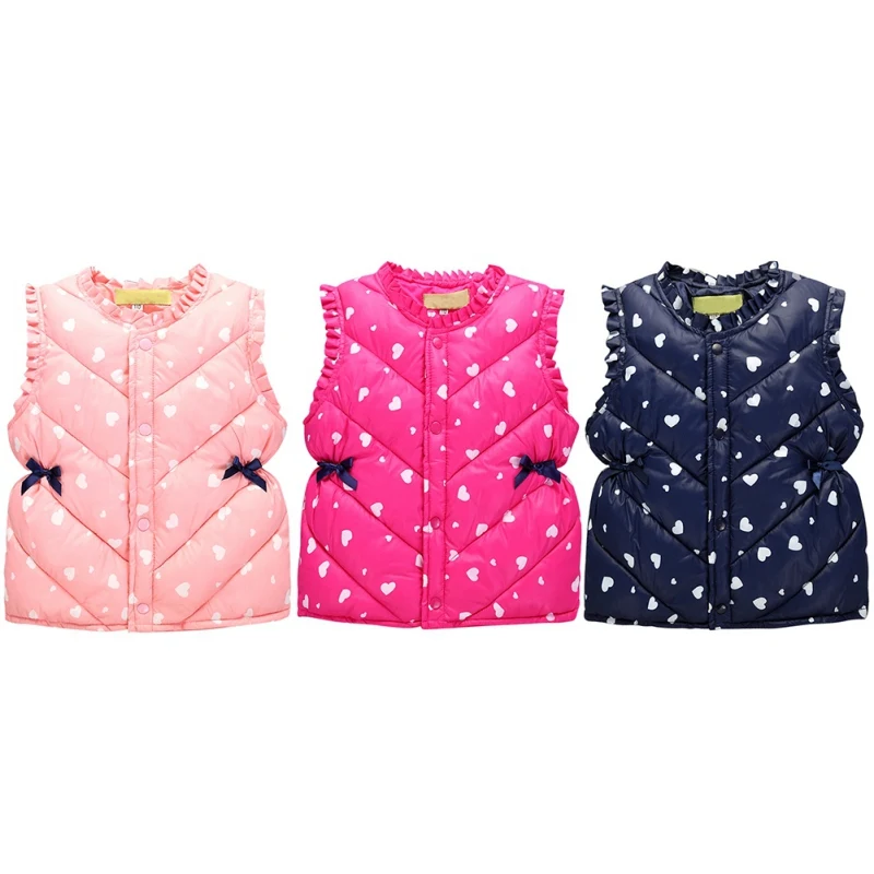 Winner/детский осенний жилет принцессы для девочек; Верхняя одежда; розовые пальто для девочек; жилет с принтом сердца для малышей; детская куртка; жилет