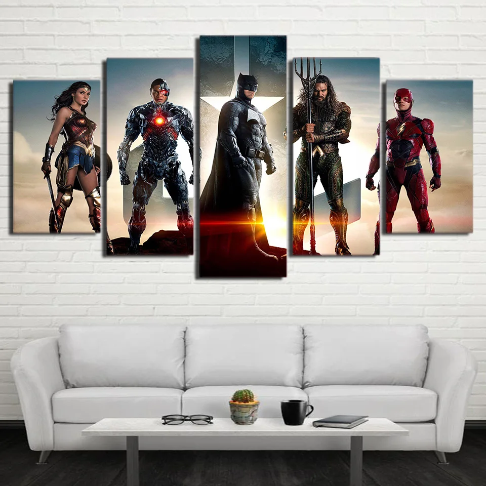 5 Piece Justice League HD Prints Framework Canvas Home Decor Living ...