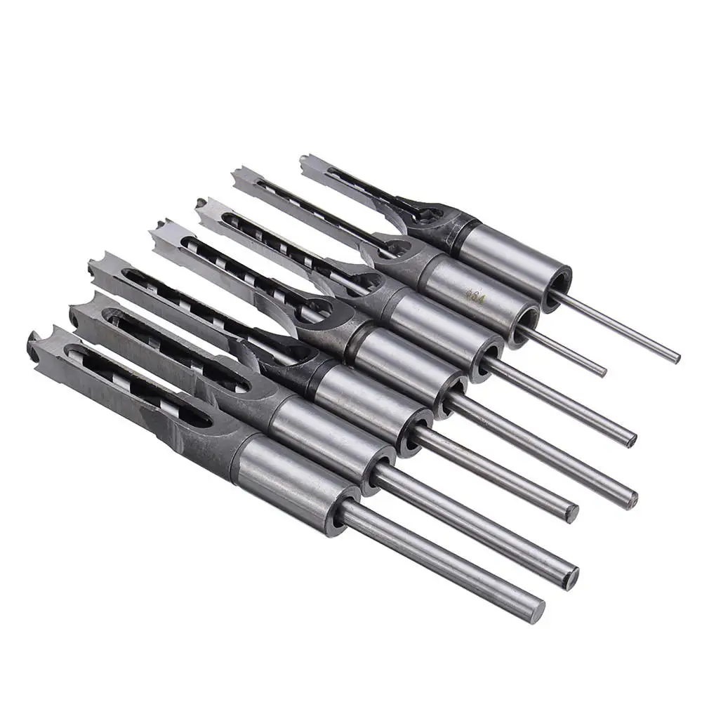 

7pcs 6-12.7mm Square Hole Saw Drill Bit Set Mortising Chisel Twist Auger Drill Bits
