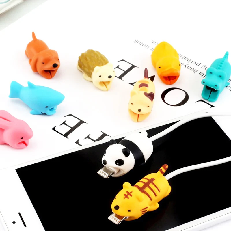 

FFFAS Animal Cable Bite Protector Winder Cute Cartoon Cover Protect Case Wire Organizer Holder For IPhone 7 8 X Plus Earphone