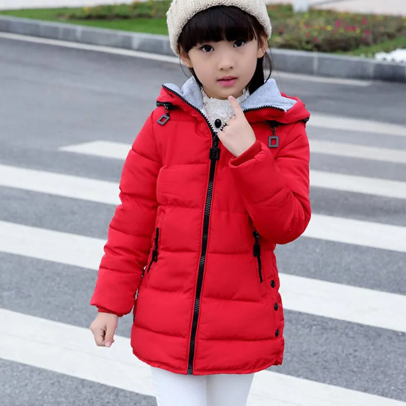 Детская парка на утином пуху длинное теплое Детское пальто для девочек зимние куртки для девочек-подростков, милая одежда для маленьких девочек Брендовое качество