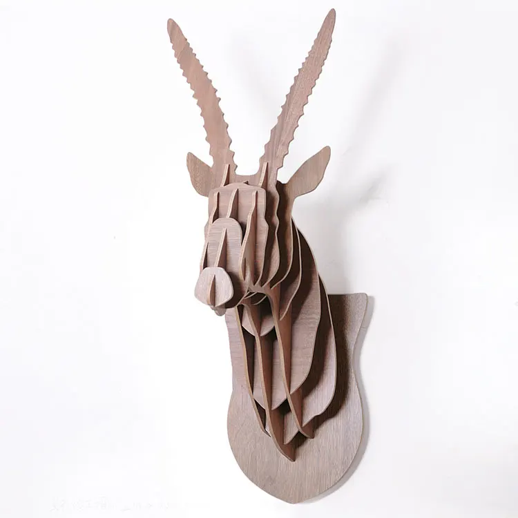 

3D Puzzle Wooden DIY Nordic Antelope Wall Decorations Wall Hanging Ornaments Creative Home Decorations Animal Head Wall Decora