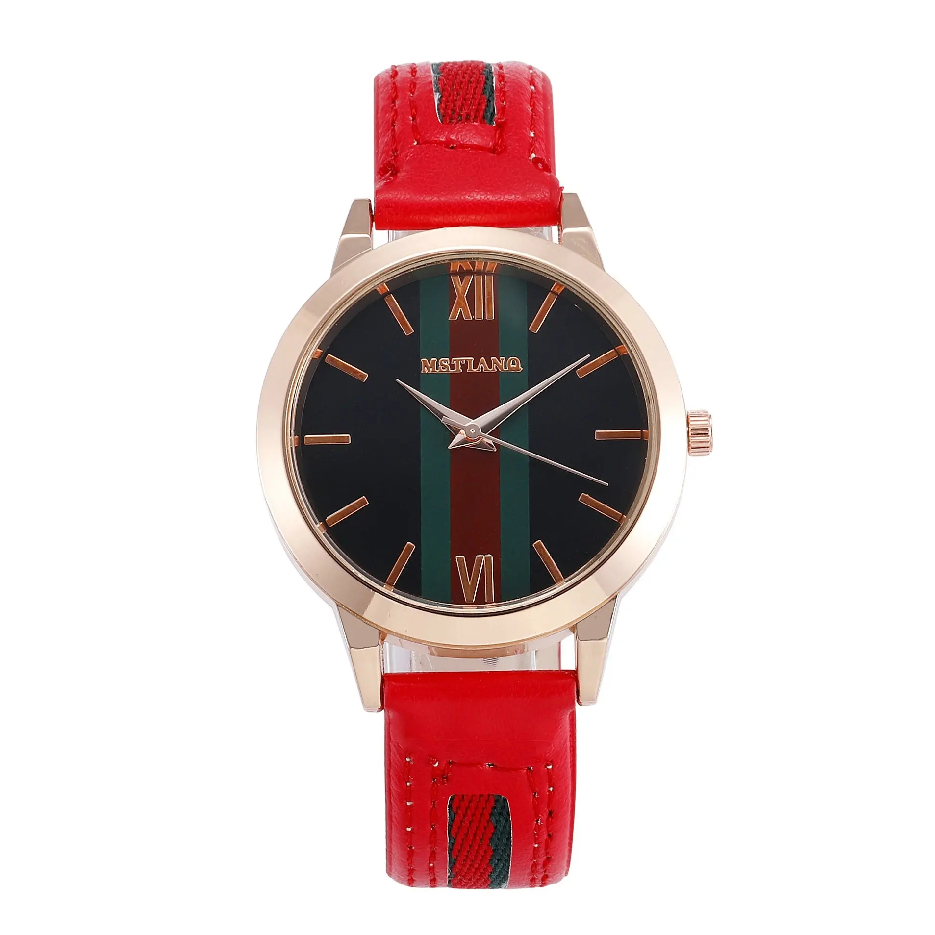 Новые модные простые кожаные женские часы Дамская мода Повседневное платье Кварцевые часы Женские Подарочные Часы Montre Femme Relojes Mujer - Цвет: Красный