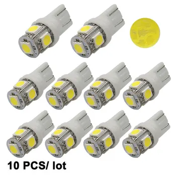 

10PCS T10 194 168 W5W 360 Degree Wedge 5050 5 SMD LED Bulb Car Tail Rear Brake Turn Signals License Plate Lamp Clearance Lights