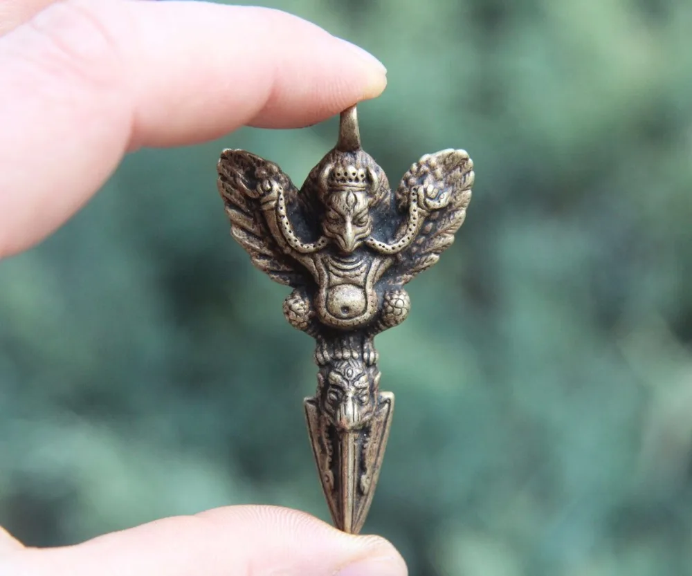 

6 CM Tibet 100% Pure Bronze Garuda Dhwaja Dorje Vajra-pest Bird Amulet Pendant