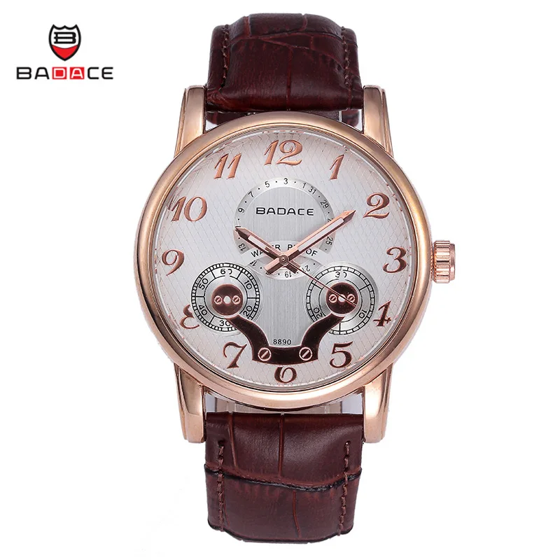 

BADACE Casual Mens Wrist Watches For Top Luxury Brand Males Quartz-Watch Best Quality Leather Wristwatches Man Relogios 8890