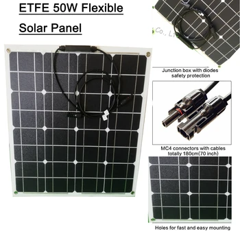 

ETFE Flexible Solar Panel 50W Monocrystalline Silicon Solar Panels China 18V 560*540*2.5MM Size Top Quality painel solar