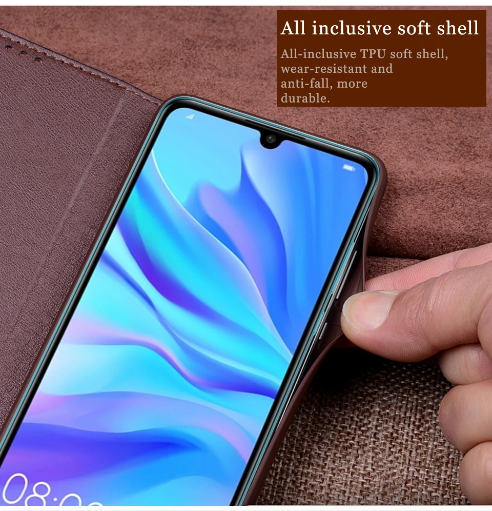 Чехол-книжка из натуральной кожи RYKKZ для huawei Nova 4e, Магнитный чехол для huawei Nova 4, кожаный чехол, чехлы для телефонов, Fundas