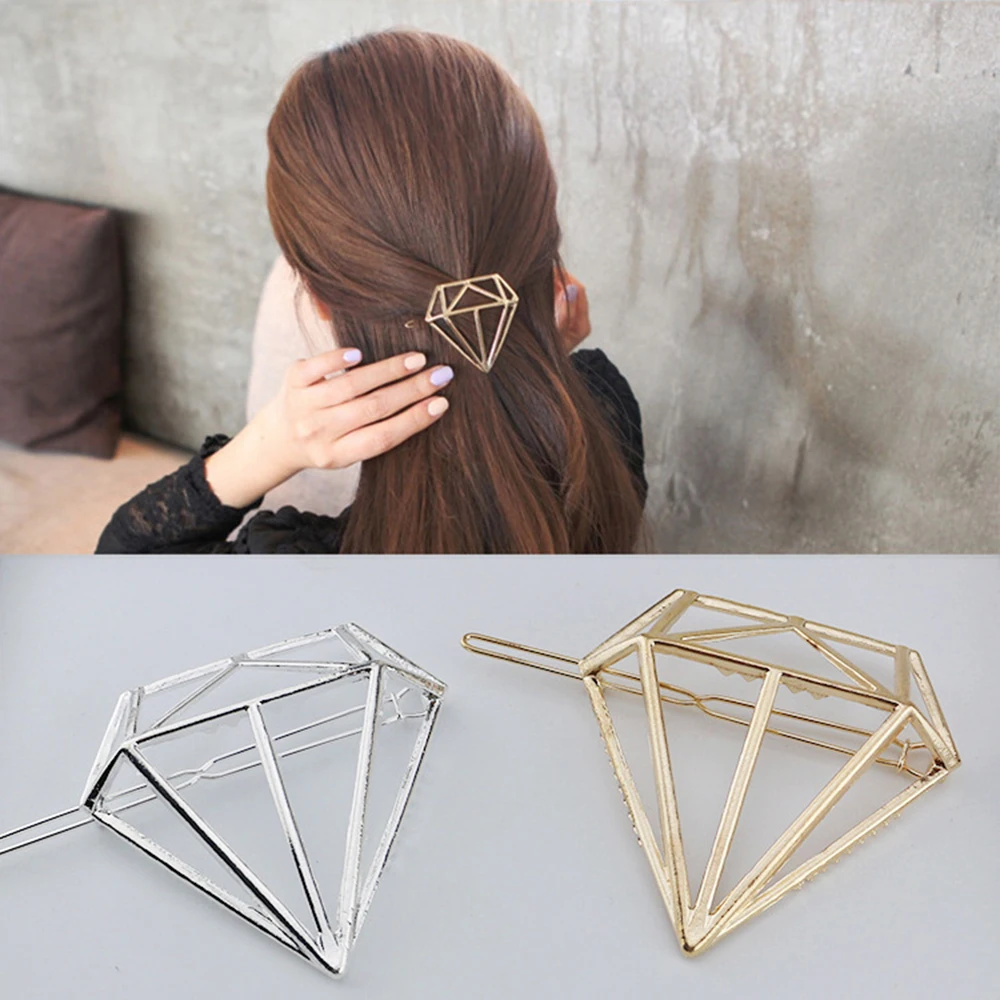 

Fashion Hollow Diamond Shape Hairclip Women Alloy Hairpins Holder Exquisite Hairgrips Hair Accessories Hair Ornaments