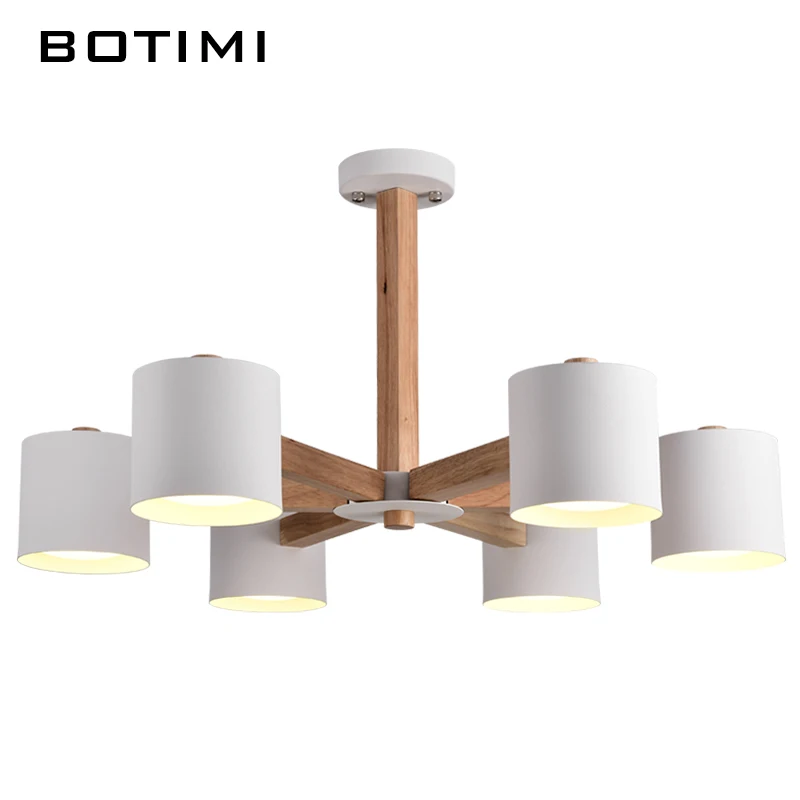 Lustre de Madeira Maciça para Sala Lustres para Sala Botimi Estar Ferro Abajur Lustre Iluminação Jantar Casa Lâmpada Led 11 estar ferro abajur led lustre iluminação lustres para sala jantar casa lâmpada