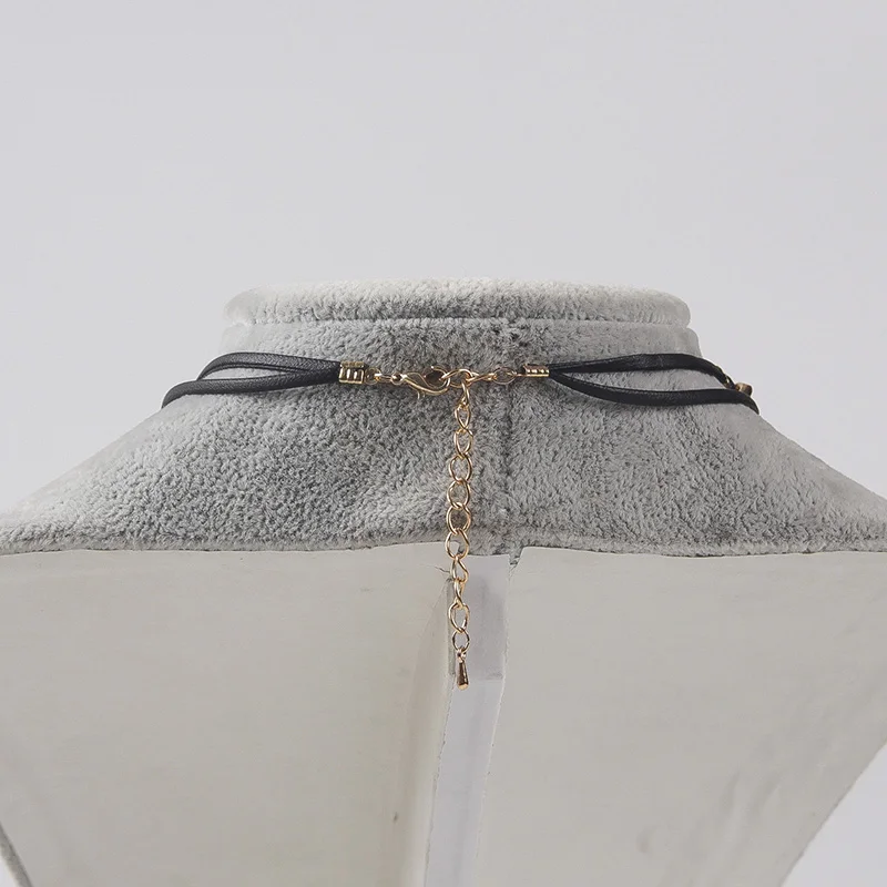 Винтажный искусственный замшевый кожаный чокер ожерелье с двойным слоем из