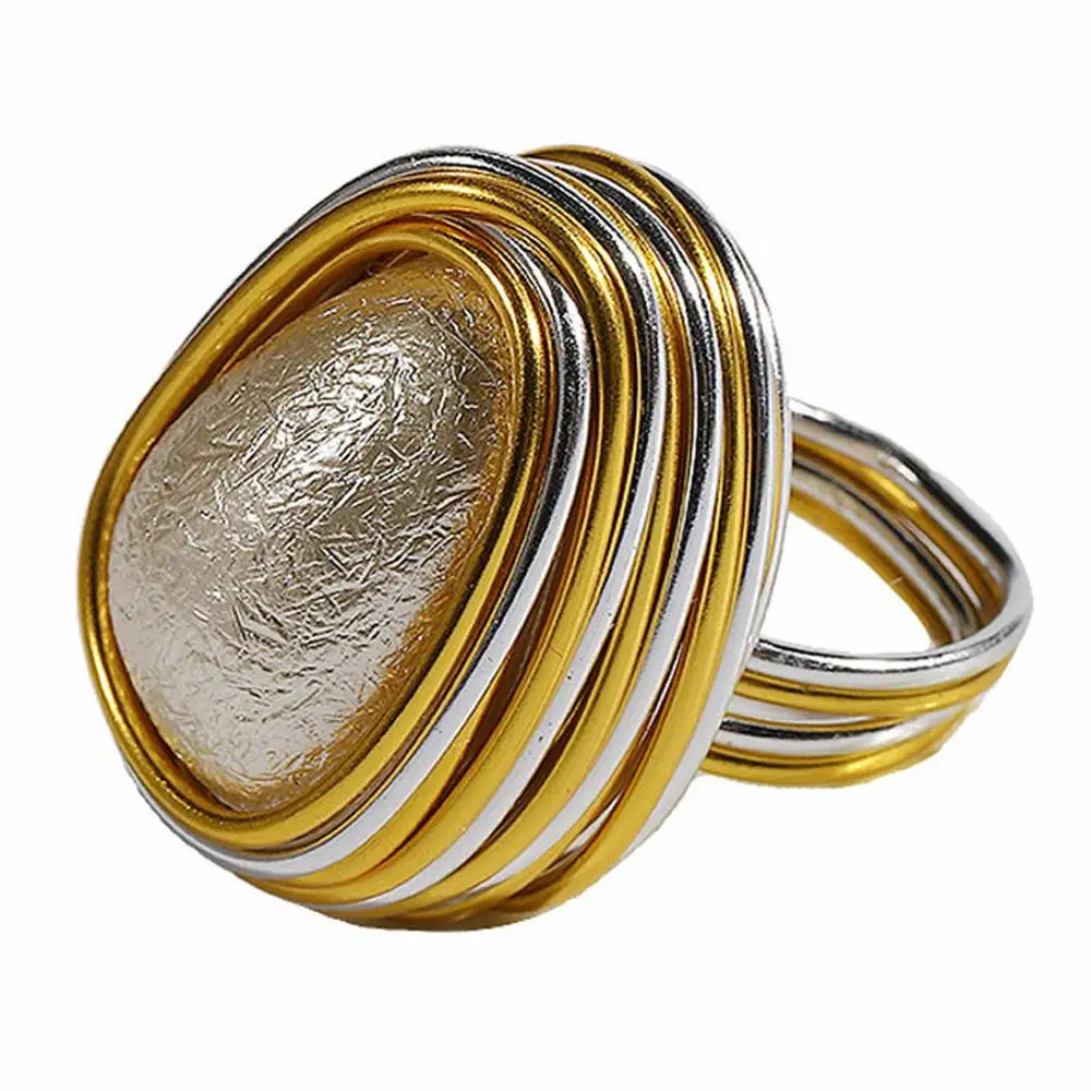 Лучшие женские винтажные обручальные кольца ручной работы в стиле бохо для женщин или мужчин, плетеные проволочные кольца с большими кристаллами, винтовые ювелирные изделия, подарки для девушек - Цвет основного камня: Gold Color 2